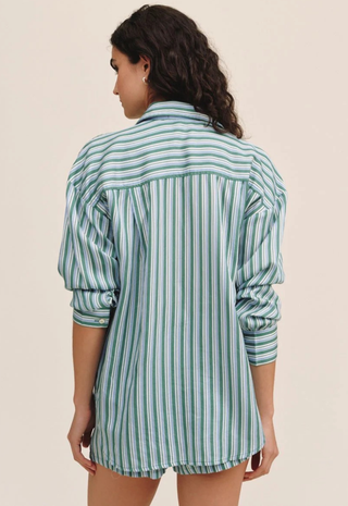 Oversized Button Down Emerald Surf Stripe Bella Dahl