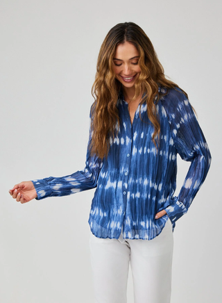 Pleated Raglan Sleeve Shirt Ocean Tides Print Bella Dahl