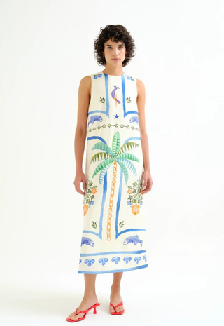 Long Dress Palm Mermaid Print Compania Fantastica