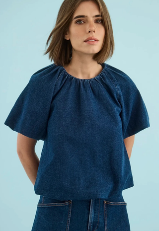 Mika Top Blue Ridge Denim Hunter Bell