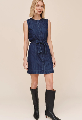 Sleeveless Seamed Shirtdress Herring Bone Wash Bella Dahl