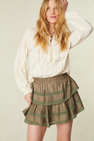 Ruffles Mini Skirt Forest Oak Love Shack Fancy