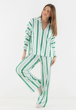 Pajama Pant Set Mist Green Stripe Emily McCarthy