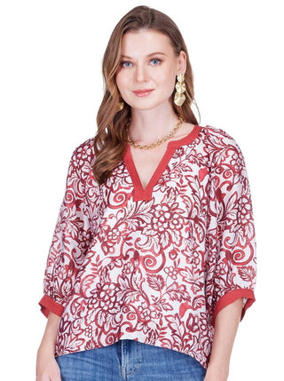Stitch Trim Top Crimson Vines JoyJoy