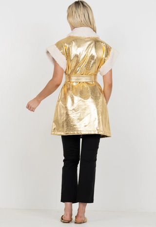 Annie Vest Gold Vegan Leather Emily McCarthy