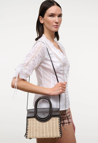 Maude Mini Wicker Carryall Natural/Espresso Staud - Natural/Espresso