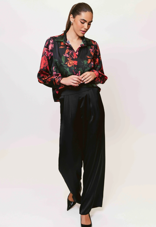 Olin Top Black Multi Inverted Sketched Floral Hutch