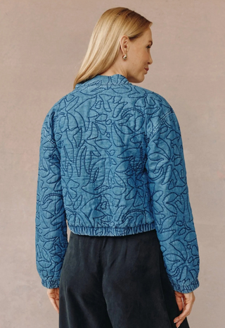 Flora Cropped Zip Jacket Indigo Lagoon Wash Bella Dahl