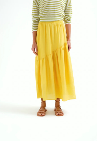 Long Yellow Skirt Asymmetrical Cut Compania Fantastica