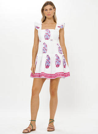 Smocked Square Neck Mini Verna Red Oliphant