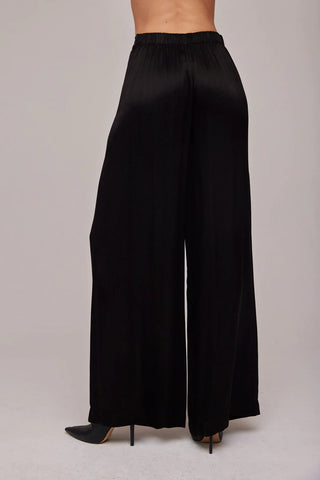 Satin Front Pleated Wide Leg Pant Black Bella Dahl