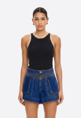 Tallulah Spliced Tank Black Cream Kivari
