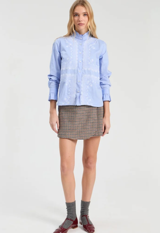 Light Blue Embroidered Shirt Vilagallo