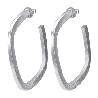 Square Elisa Hoops Brushed Silver Plated BRD1519