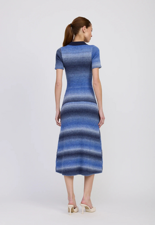 Ora Knit Midi Dress Navy Light Blue En Saison