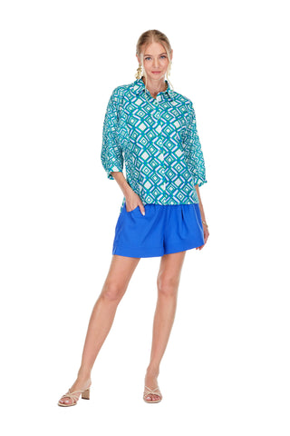 Contrast Print Blouse Emerald Cut JoyJoy
