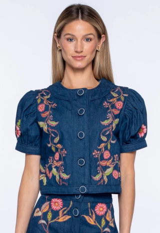 Coco Top Denim Embridered Elizabeth James
