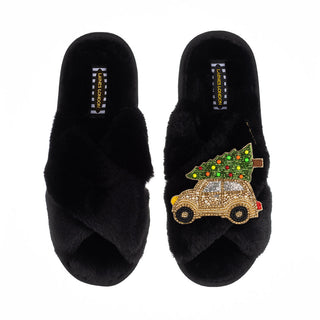 Black Open Toe Slipper Laines London