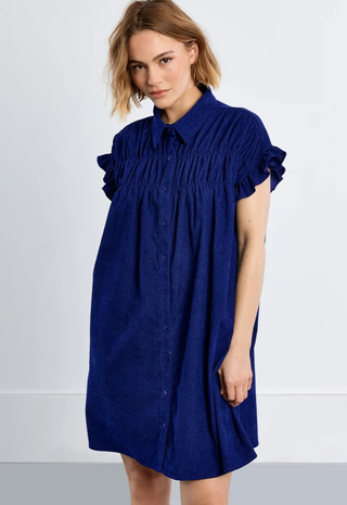 Young Ladies Woven Dress Royal Blue Molly Braken