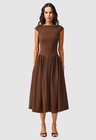 Lysandra Aline Midi Dress Chocolate Elliatt