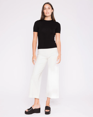 Ponte Knit Straight Leg Pant: Cropped Off White Ripley Rader