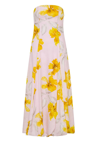 Francine Strapless Maxi Dress Pink Yellow Kivari