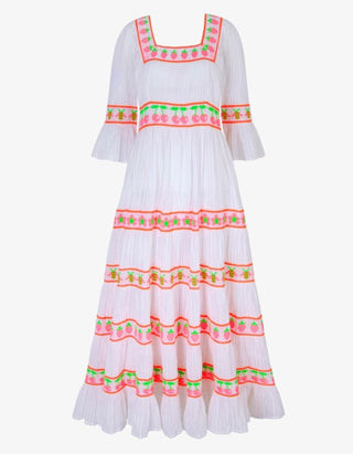 Celine Dress Neon Fruit Embroidery Pink City Prints