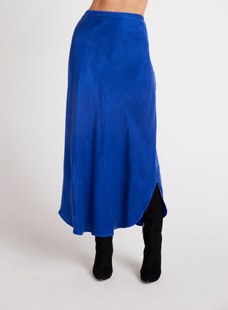 Asymmetric Side Slit Bias Skirt Rich Cobalt Bella Dahl