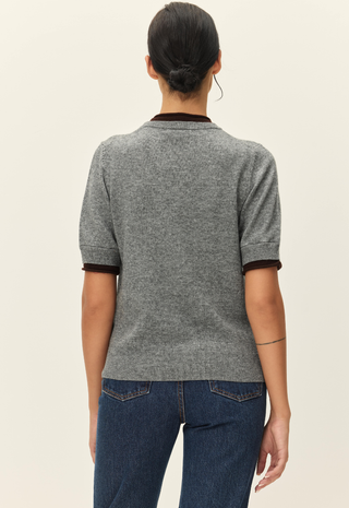 Sloane Contrast Crew Neck Sweater Grey Brown Elodie
