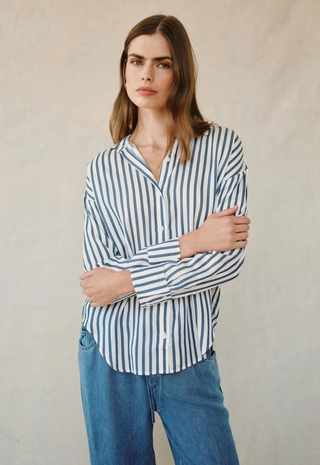 Oversized Button Down Denim Blue Stripes Bella Dahl