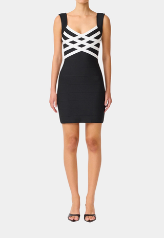 Ninette Sleeveless Mini Dress Black/White Elliatt