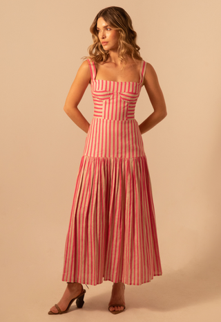 Aithana Dress Stripes Magenta Kleid