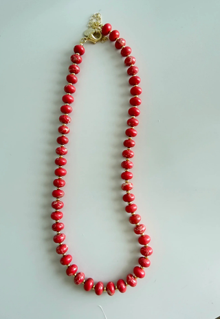 Sea Glass Beaded Necklace Smith & Co - Bright Red