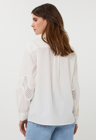 Blouse Lace Poplin Off White - Esqualo