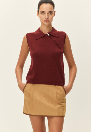 Compass Zip Sweater Crimson Elodie