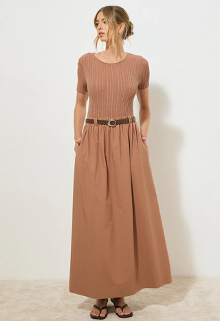 Eternal Knit Combo Dress Hazelnut MonRenn