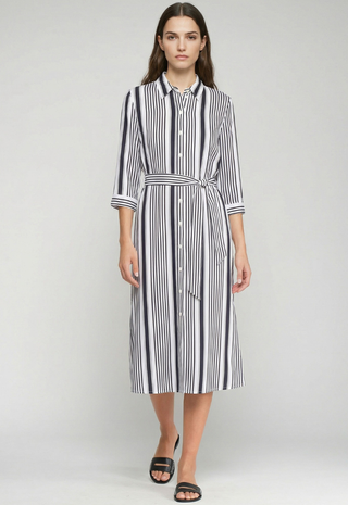 Navy Striped Shirt Dress - Vilagallo