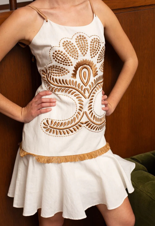 June Dress Ivory Stitch Anna Cate