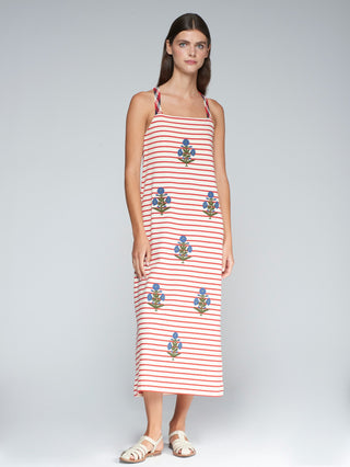 Dress Lilou Emb Red Sailor Stripes Knit Vilagallo