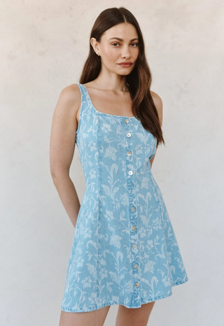 Sleeveless Button Front Fitted Dress Vintage Fleur Denim - Bella Dahl