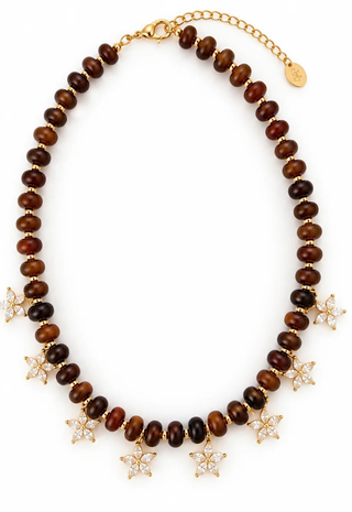 Beaded Bloom Necklace Smith & Co - Brown