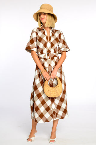 Collins Dress Brown Gingham Elizabeth James