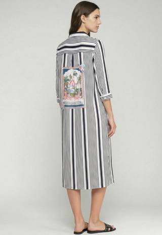 Navy Striped Shirt Dress - Vilagallo