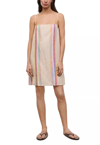 Laura Linen Mini Dress Day Trip Stripe Staud