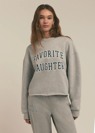 The Cropped Collegiate Sweatshirt Heather Grey Favorite Daughter