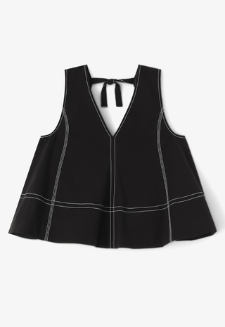 Stretch Cotton A-line Top Black GANNI