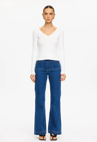 Tallulah V Neck Top Ivory Kigali