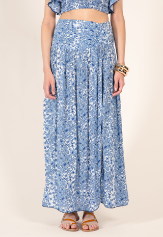 Long Skirt Carla V Blue Aquaflora Poupette St. Barth